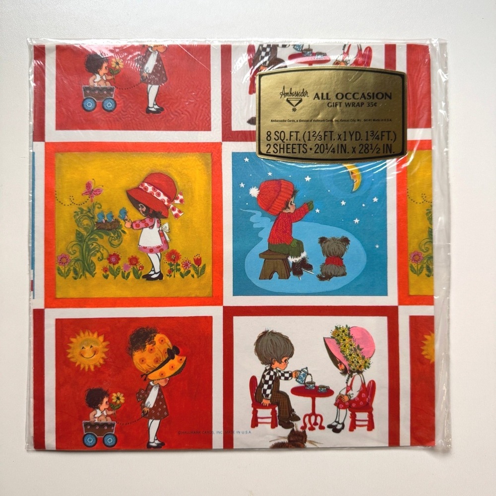 Vintage NIP Hallmark Ambassador All Occasion Gift Wrap Paper Children Kids Retro
